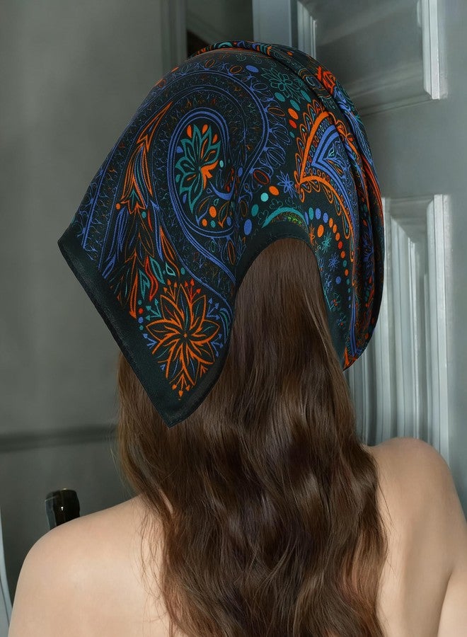 THENEXTLOVE 21 Inch Silk Floral Scarf Head Wear for Women Multi Purpose Soft Thin Headband Wrap Square Scarf(21ZS-Colorful Paisley) - Image 4
